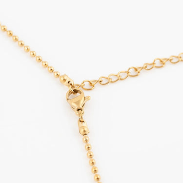 Wholesale jewelry 18K Gold PVD Stainless Steel Beaded Charm Holder Necklace- gold studio / clasp