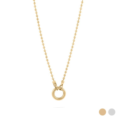 Wholesale jewelry 18K Gold PVD Stainless Steel Beaded Charm Holder Necklace- gold main 