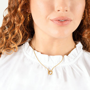 Wholesale jewelry 18K Gold PVD Stainless Steel Beaded Charm Holder Necklace- gold model 