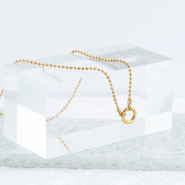 Wholesale jewelry 18K Gold PVD Stainless Steel Beaded Charm Holder Necklace- gold studio 