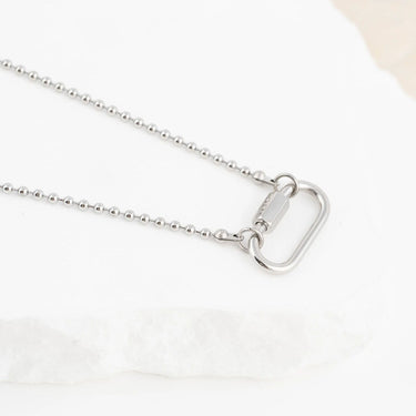 Wholesale jewelry 18K Gold PVD Stainless Steel Beaded Carabiner Necklace - stainless studio 