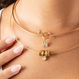 Wholesale jewelry 18K Gold PVD Stainless Steel Charm Holder Lock Collar Necklace - gold model 