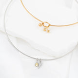 Wholesale jewelry 18K Gold PVD Stainless Steel Charm Holder Lock Collar Necklace - stainless and gold studio
