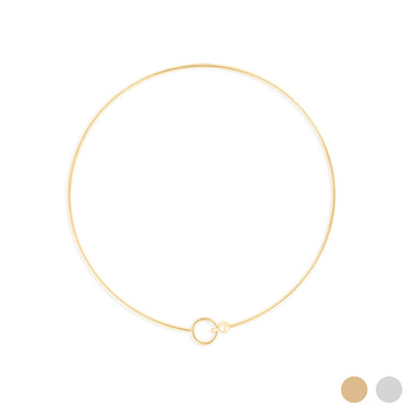 Wholesale jewelry 18K Gold PVD Stainless Steel Charm Holder Collar Necklace - gold main 