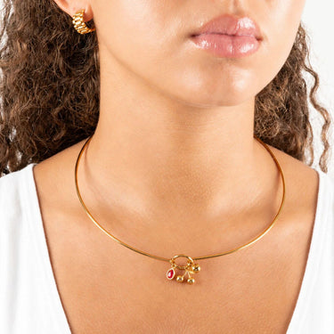 Wholesale jewelry 18K Gold PVD Stainless Steel Charm Holder Collar Necklace - gold model