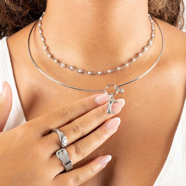 Wholesale jewelry 18K Gold PVD Stainless Steel Charm Holder Collar Necklace - stainless model