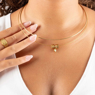 Wholesale jewelry 18K Gold PVD Stainless Steel Locking Collar Necklace- gold model 