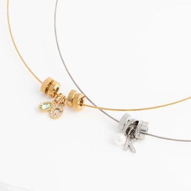 Wholesale jewelry 18K Gold PVD Stainless Steel Locking Collar Necklace- stainless and gold studio 