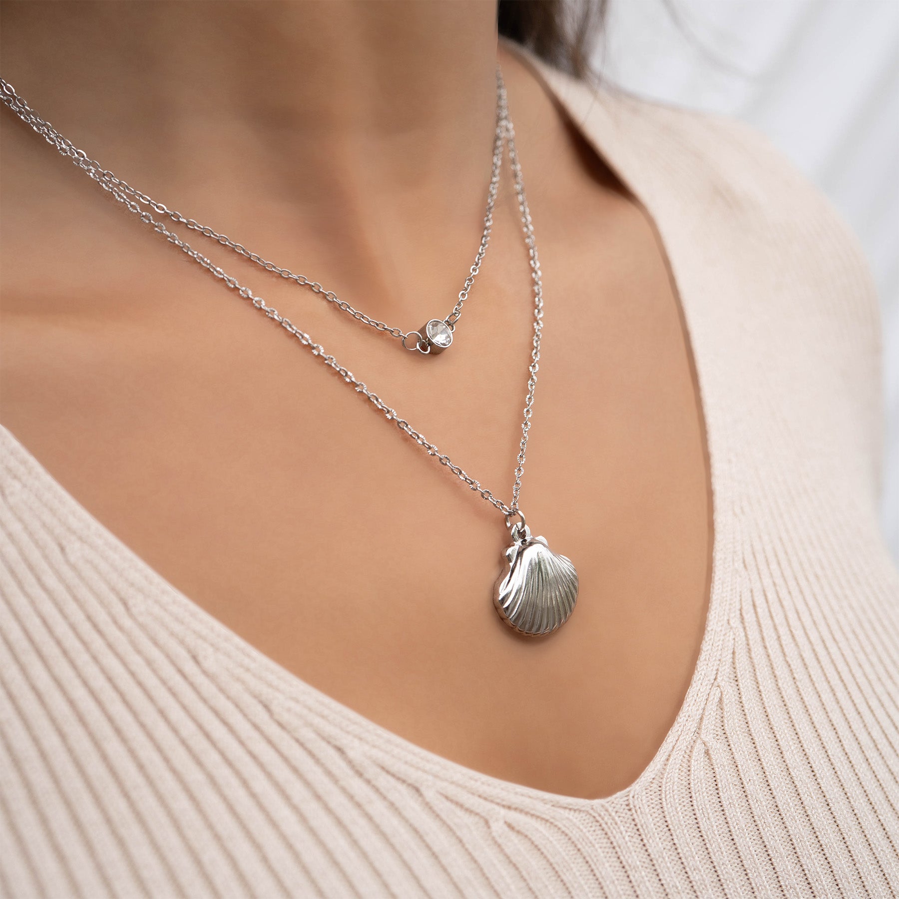 Stainless Steel Round Cubic Zirconia Birthstone Connector Charm / PDL0121