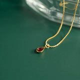18K Gold PVD Teardrop Birthstone Charm