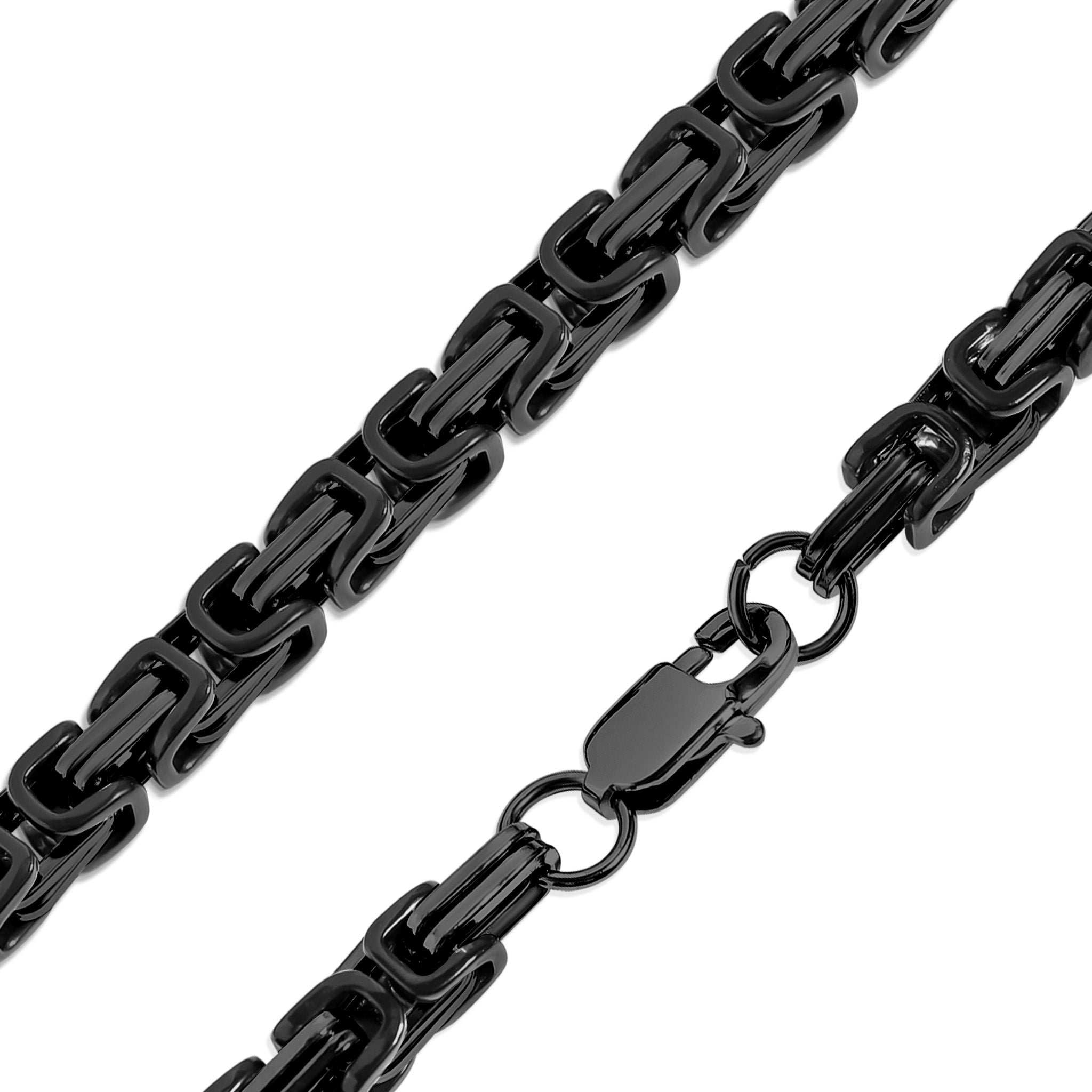 Stainless Steel Black Byzantine Chain Necklace / CHN8503