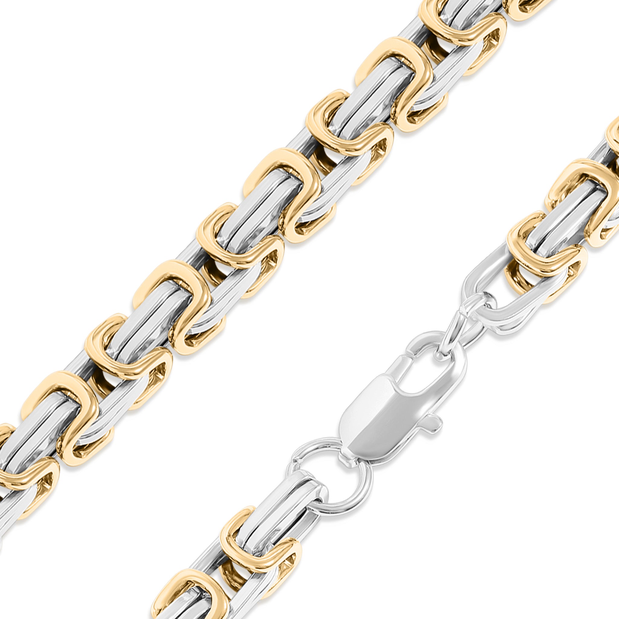 Stainless Steel And 18K Gold PVD Coated Byzantine Chain Necklace / CHN8504