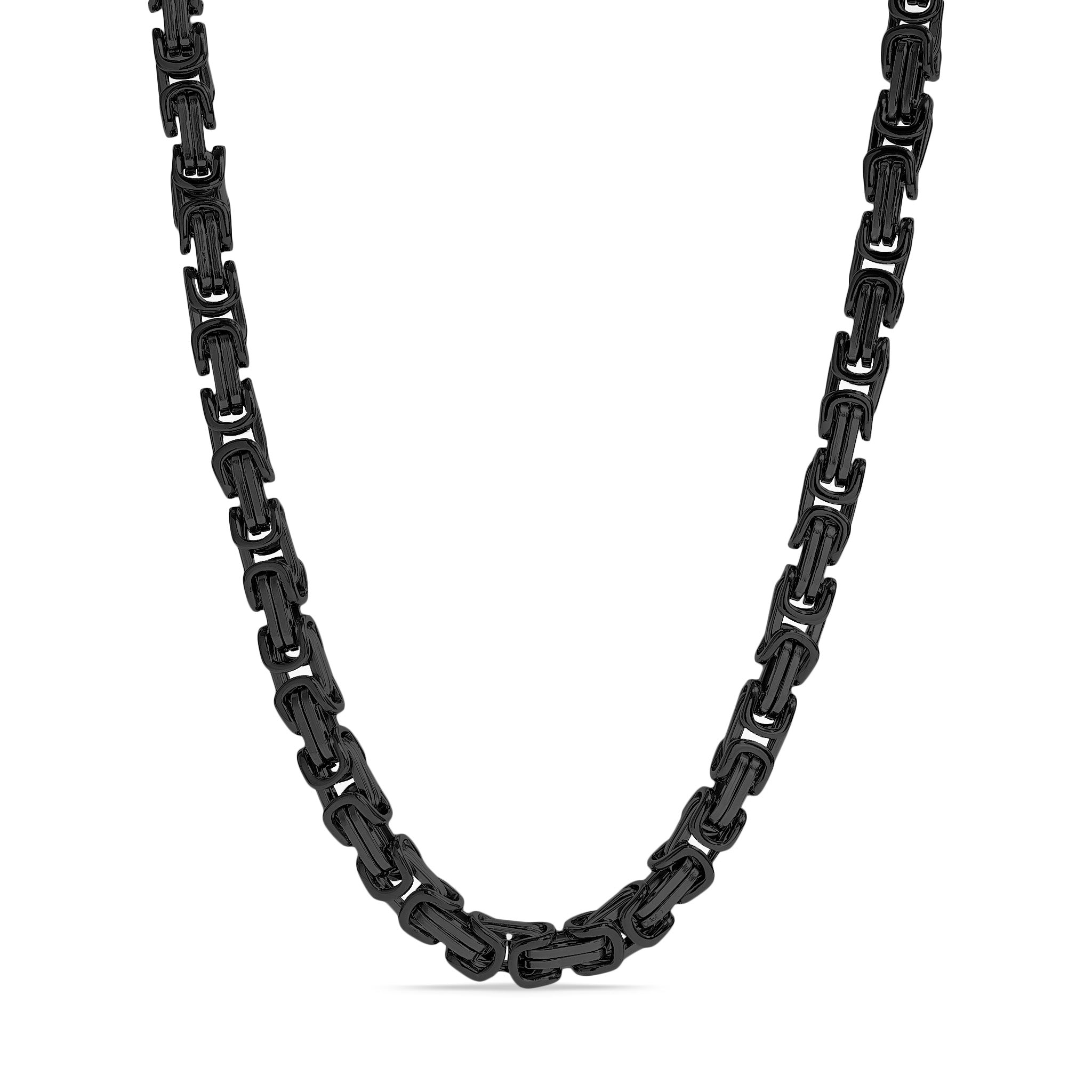 Stainless Steel Black Byzantine Chain Necklace / CHN8503