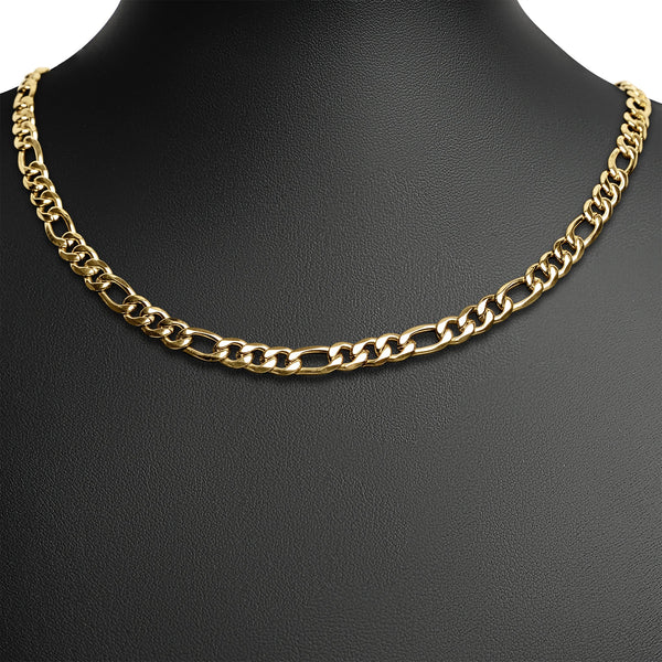 Stainless Steel 18K Gold PVD Coated Figaro Chain Necklace 9 - 12mm  / CHN9600