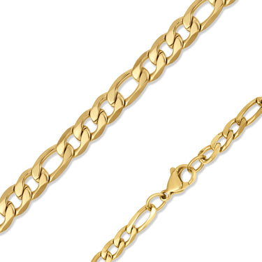 18K Gold PVD Stainless Steel Figaro Chain Necklace / CHN9600