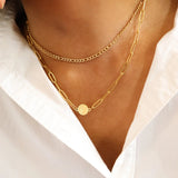 18K Gold PVD Paperclip Connector Chain Necklace