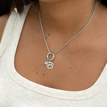 Stainless Steel Paw Print Charm