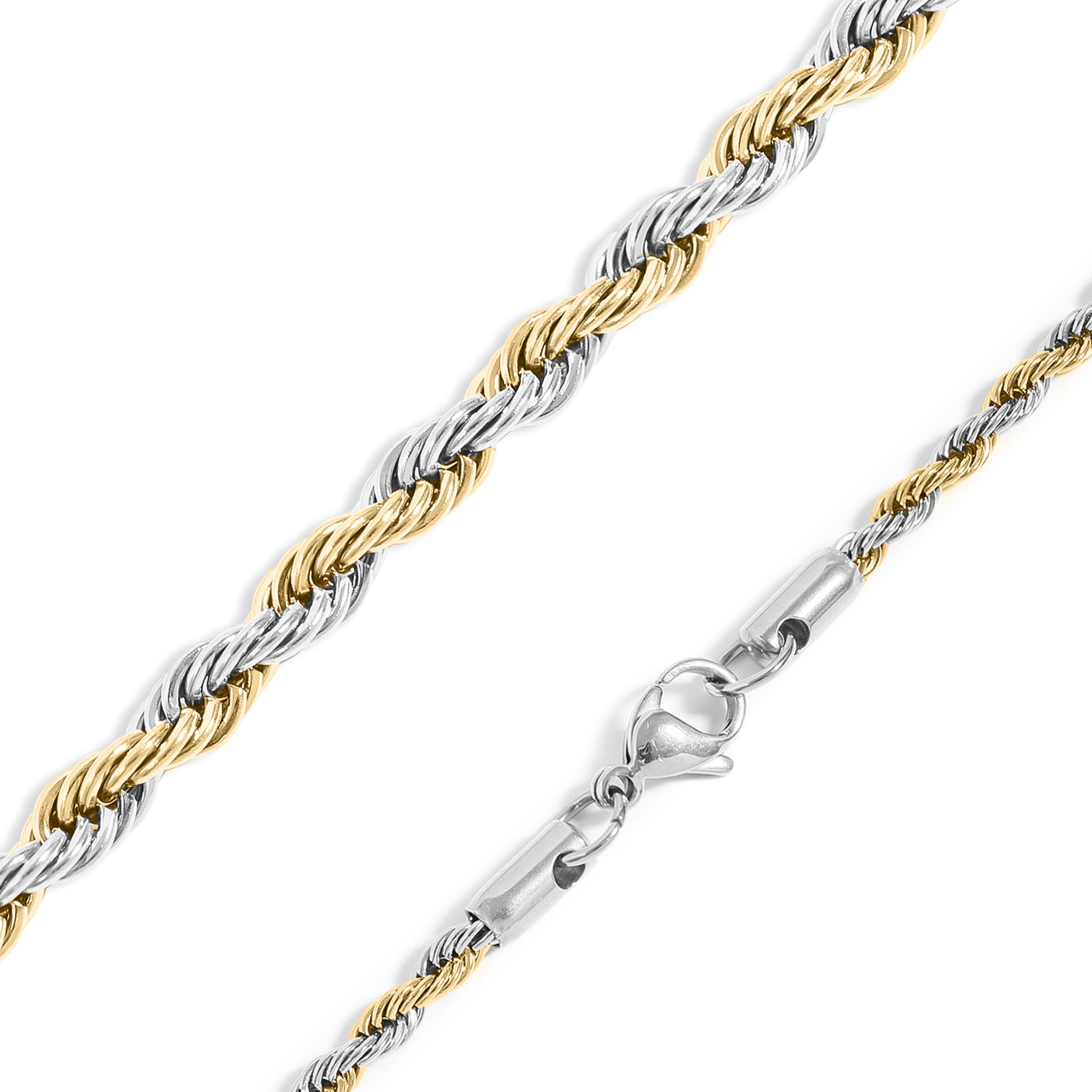 Stainless Steel And 18K Gold PVD Coated Rope Chain Necklace / CHN9701