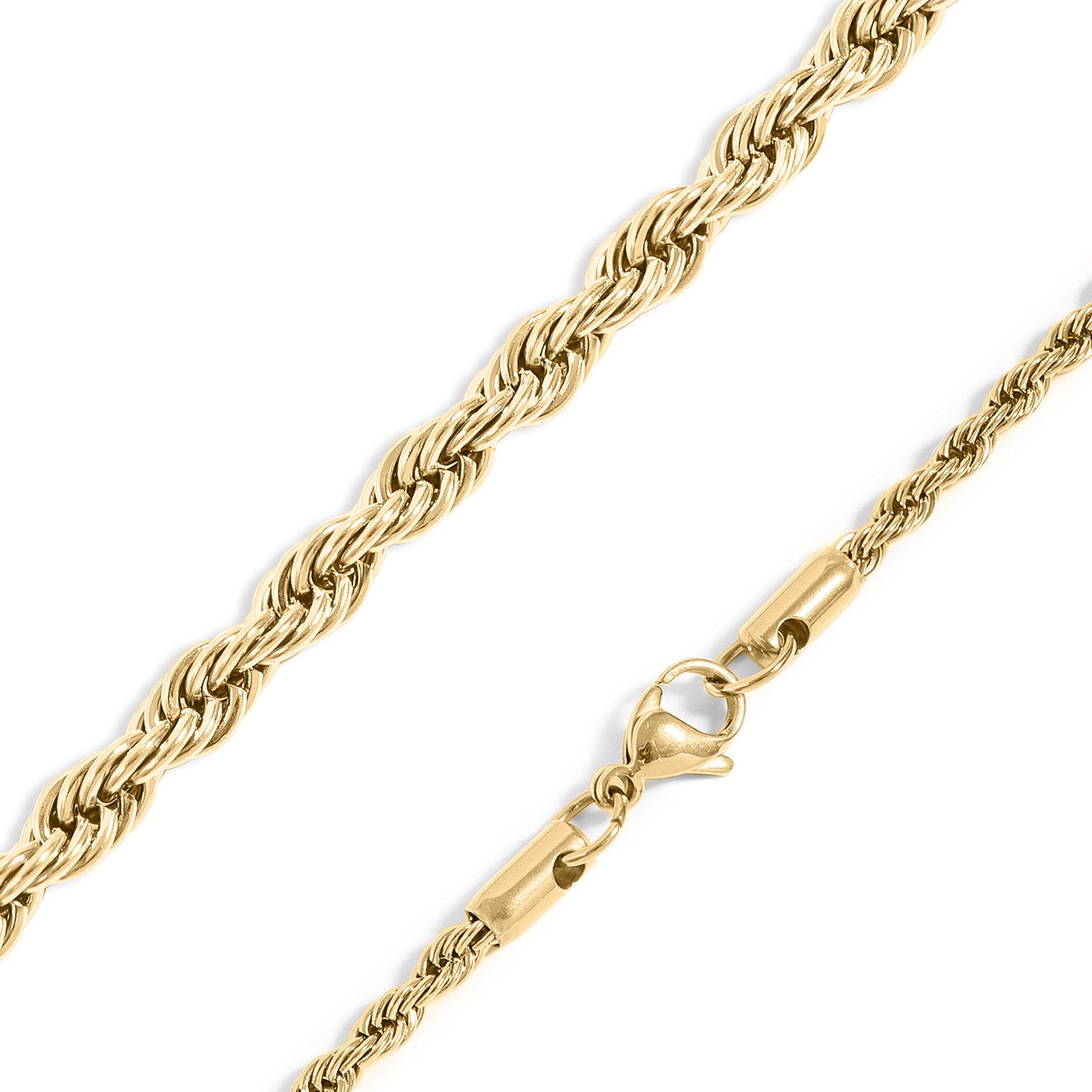 Gold rope chain necklace with lobster clasp