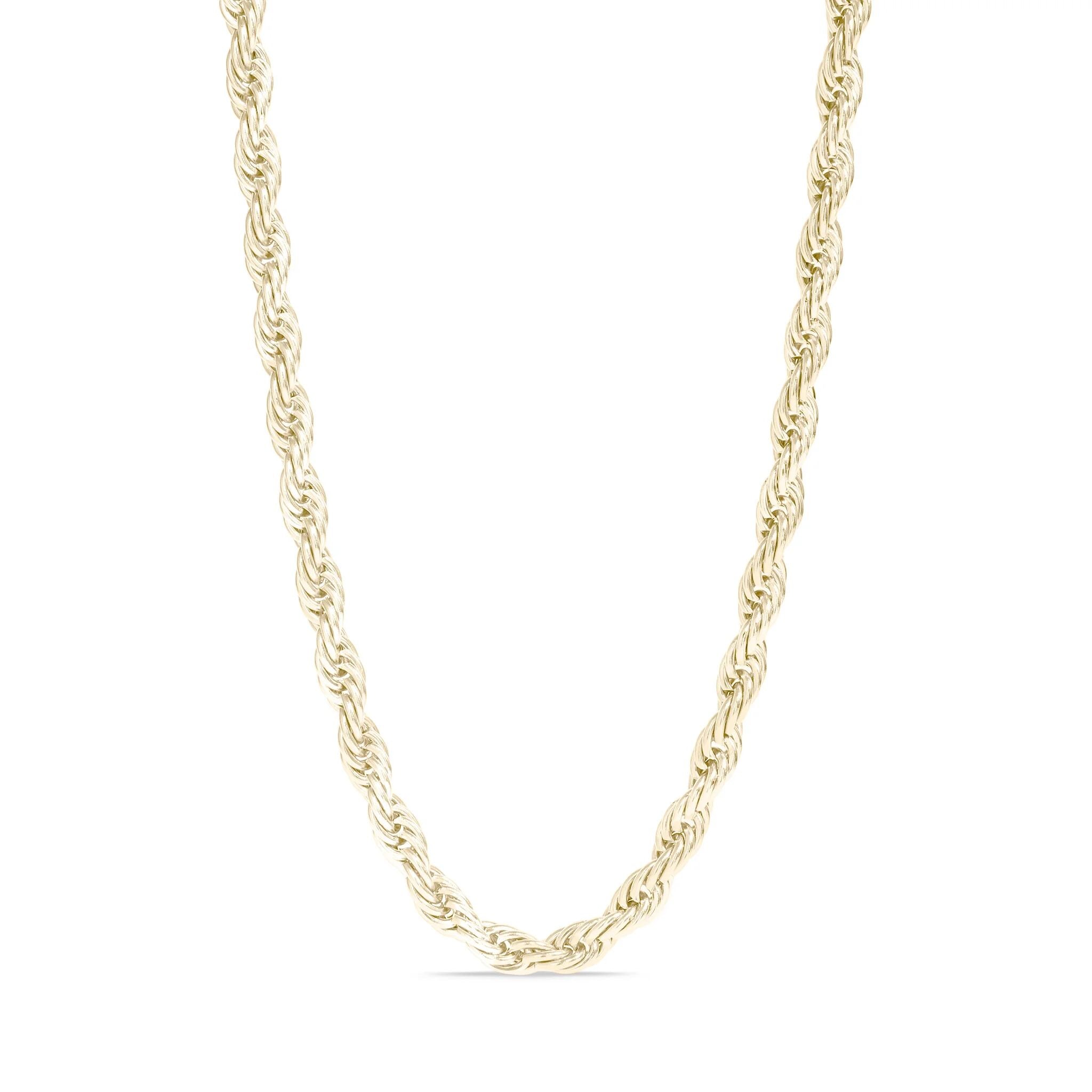 Gold chain necklace on a white background