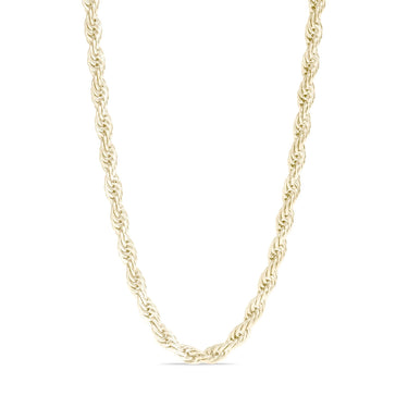 Gold chain necklace on a white background