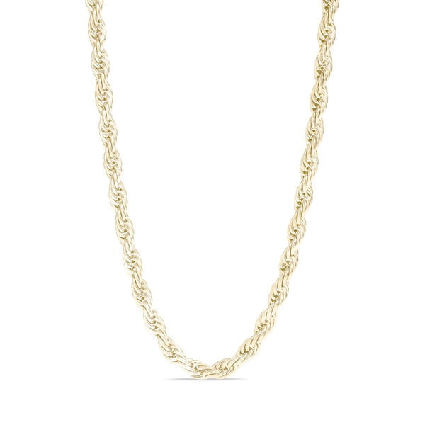 Gold chain necklace on a white background