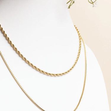 Two gold chains on a white background