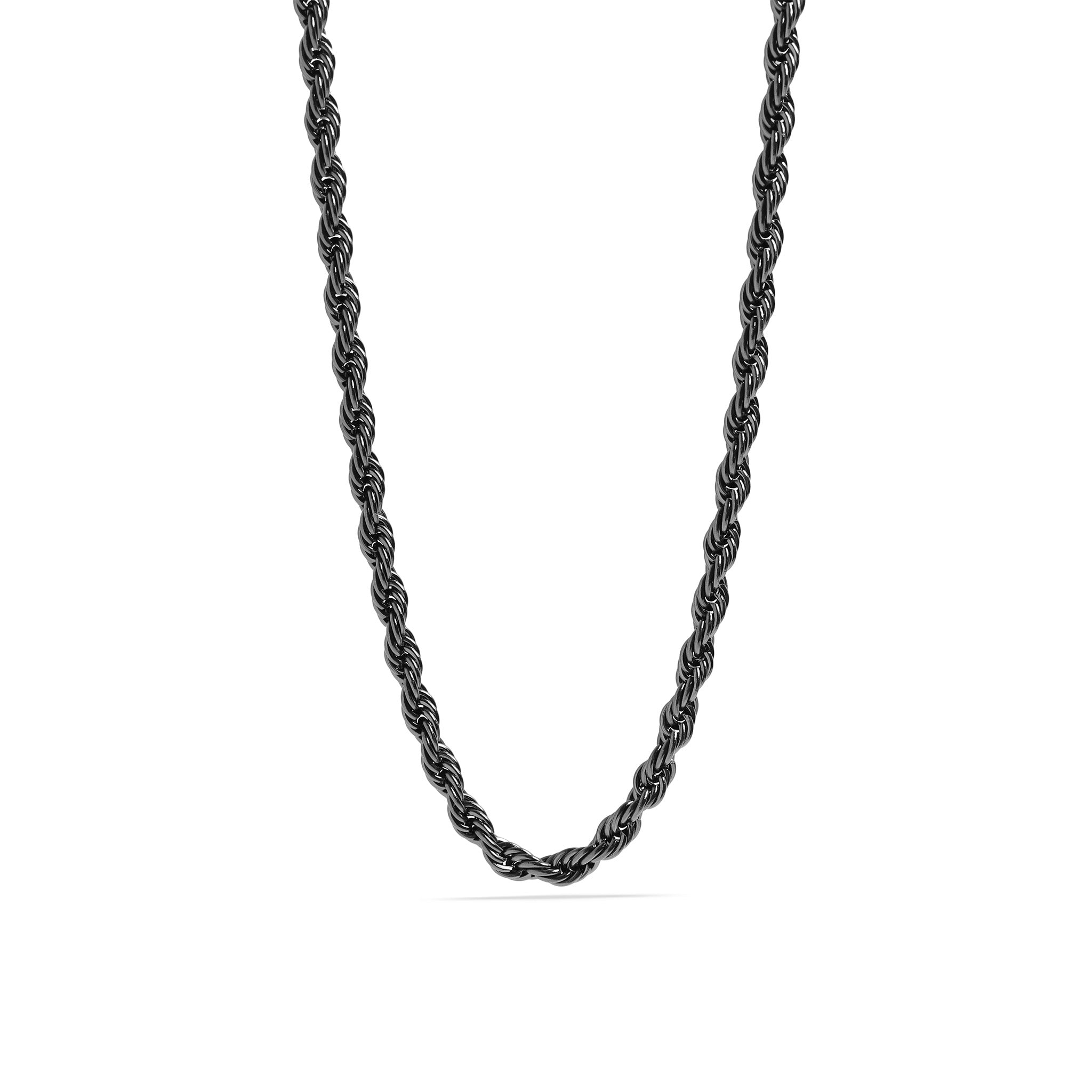 Svart Rostfritt stål Rope Chain Necklace / CHN9704