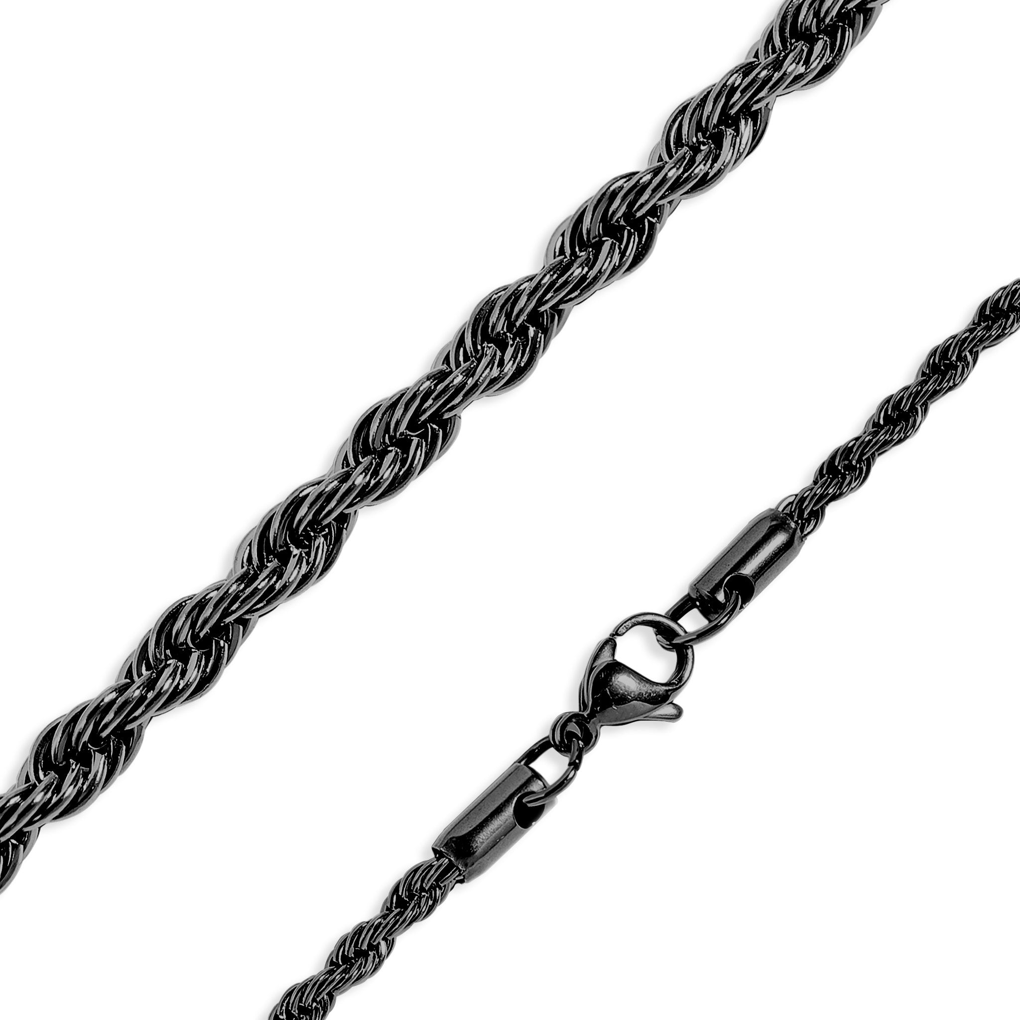 Black Stainless Steel Rope Chain Necklace / CHN9704