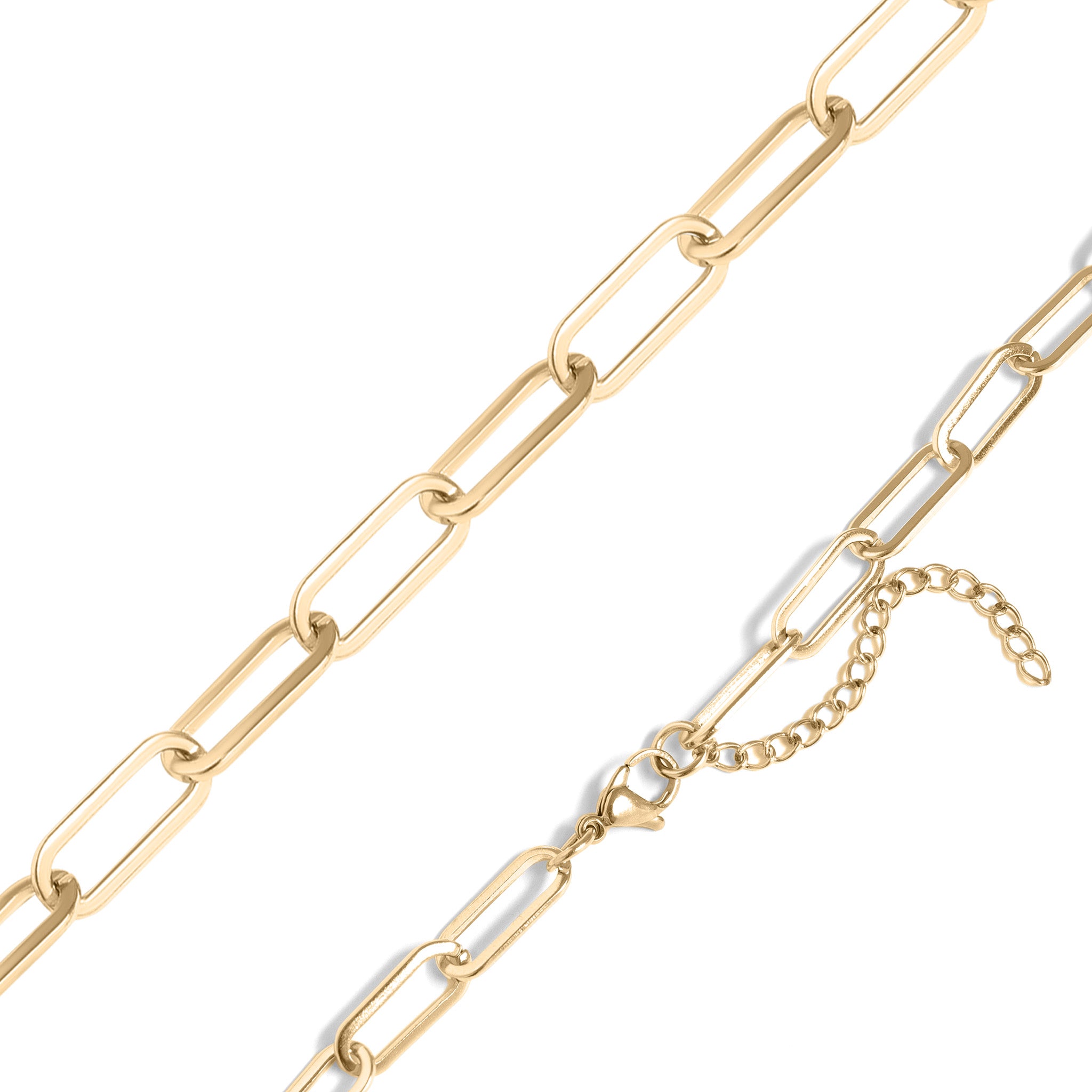 18K Gold PVD Stainless Steel Paperclip Chain Necklace / CHN9760