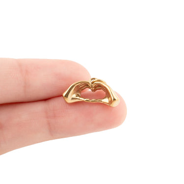 Wholesale 18K Gold PVD Stainless Steel Heart Hands Charm - gold scale