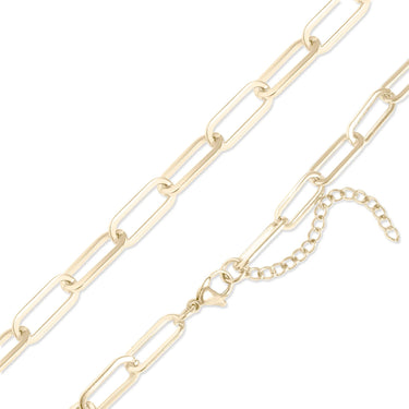 Gold chain necklace on a white background
