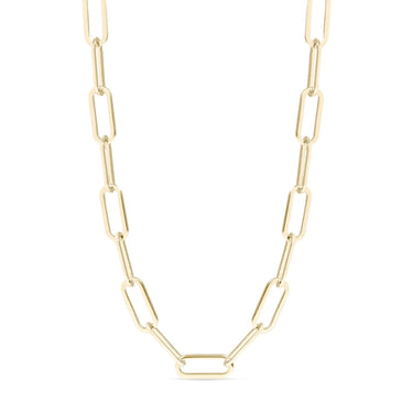 Gold chain necklace on a white background