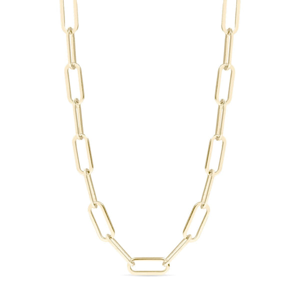 Gold chain necklace on a white background
