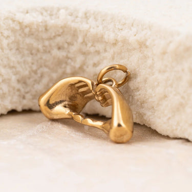 Wholesale 18K Gold PVD Stainless Steel Heart Hands Charm - gold studio
