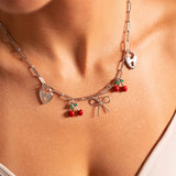 18K Gold PVD Stainless Steel Epoxy Cherry Charm