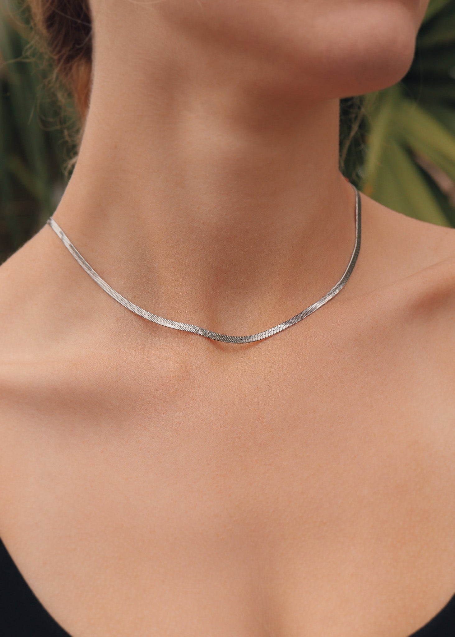 Stainless Steel Herringbone Chain Necklace / CHN9770