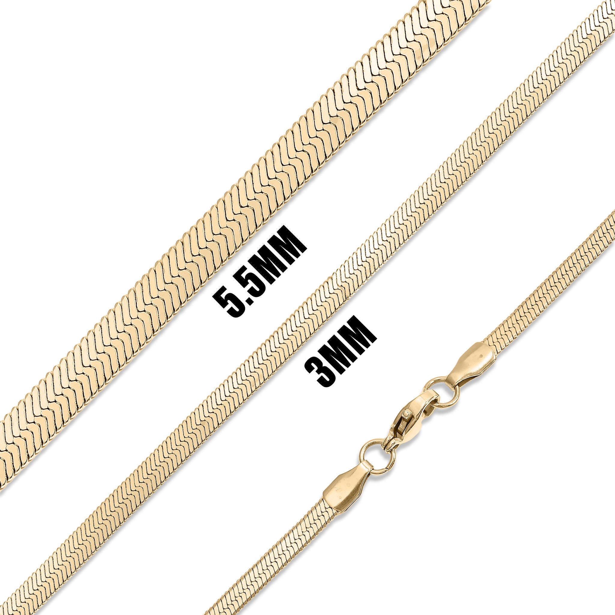 18k Gold PVD Coated Stainless Steel Herringbone Chain Necklace / CHN9771