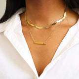 Anchor Cutout Horizontal Stainless Steel Bar Necklace Lifestyle