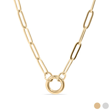 Gold Paperclip Charm Holder Necklace