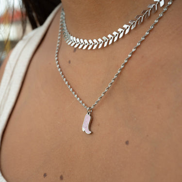 Stainless Steel Epoxy Pink Cowgirl Boot Charm