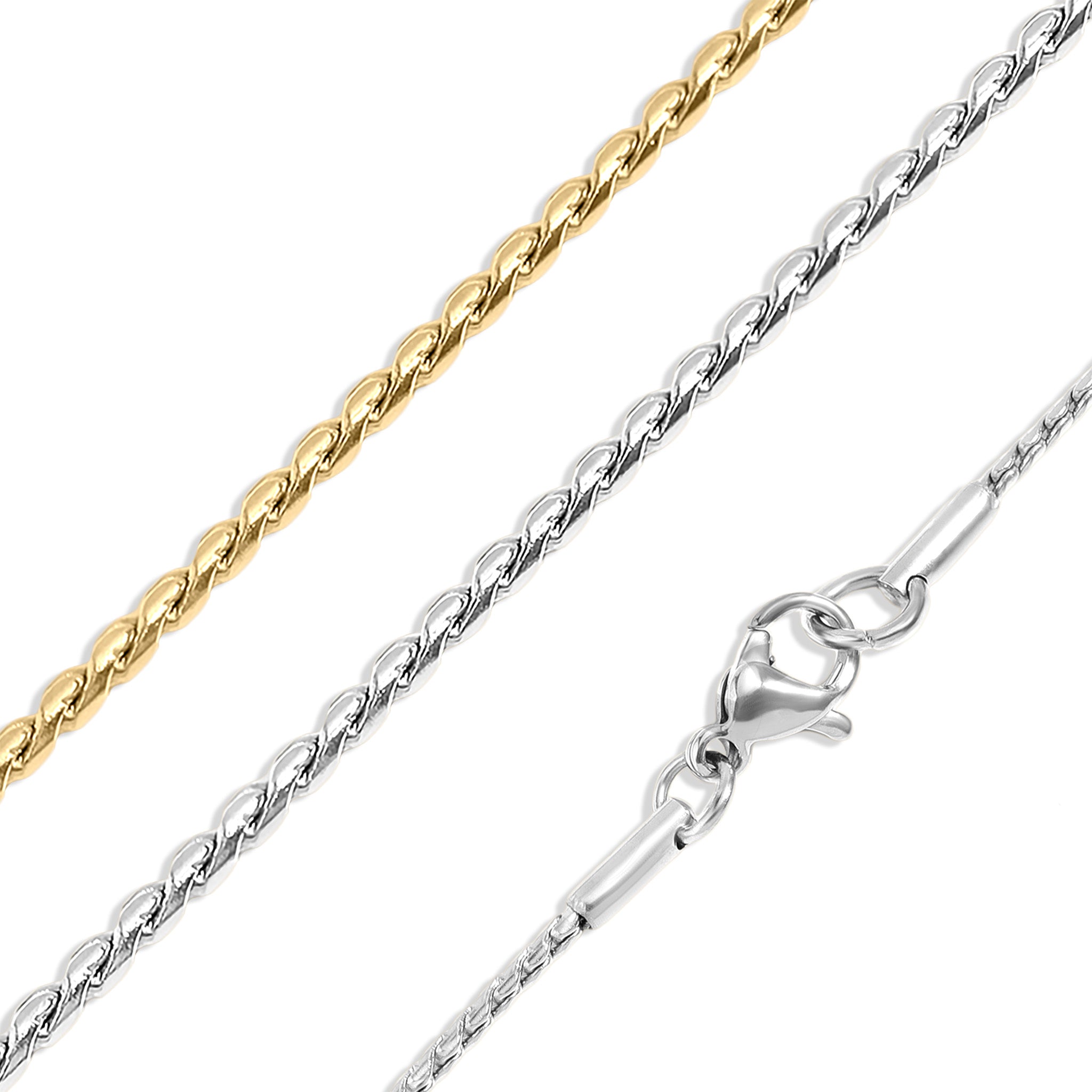 Stainless Steel Twisted Round Link Chain Necklace / CHN9962