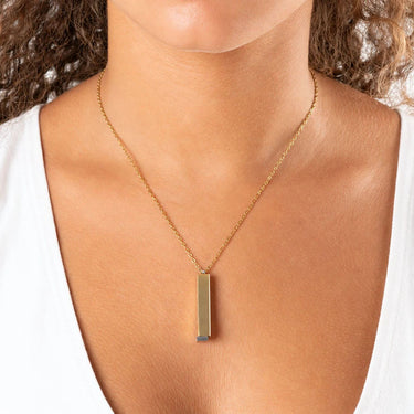 Wholesale jewelry 18K Gold PVD Stainless Steel Hidden Message Sliding Blank Bar Necklace- gold model 
