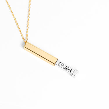 Engravable 18K Gold PVD Stainless Steel Hidden Message Sliding Blank Bar Necklace