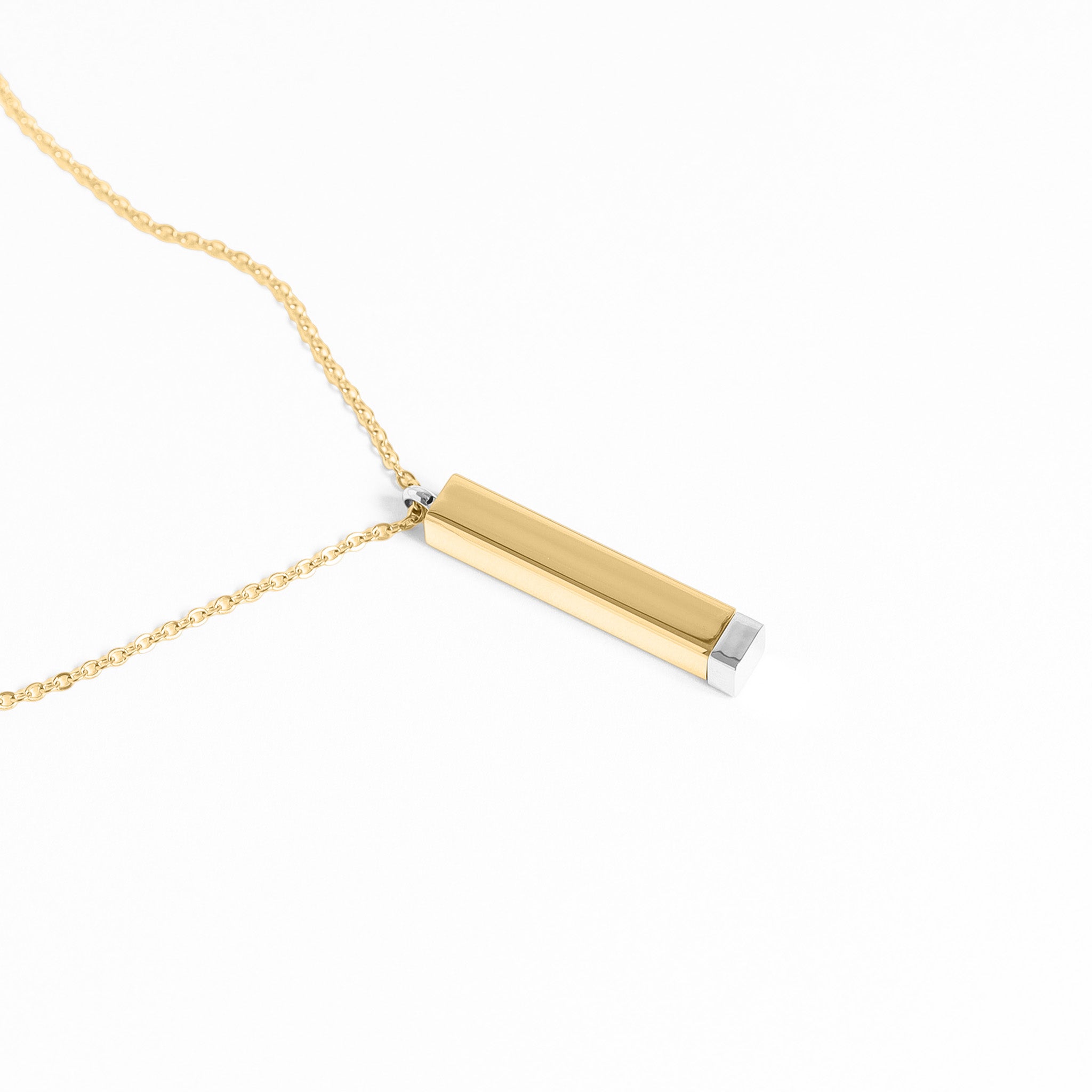 18K Gold PVD Stainless Steel Hidden Message Sliding Blank Bar Necklace
