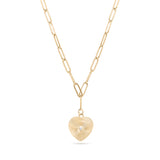 CZ Heart Paperclip Pendant Necklace
