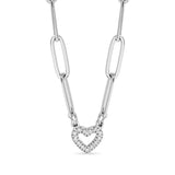 Wholesale jewelry 18K Gold PVD Stainless Steel Stone "Heart" Paperclip Chain Necklace - stainless main 