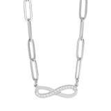 Wholesale jewelry 18K Gold PVD Stainless Steel Stone "Infinity" Paperclip Chain Necklace- stainless main 