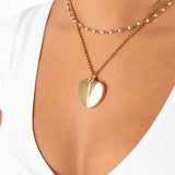 wholesale jewelry 18K Gold PVD Stainless Steel Blank Heart Hidden Message Necklace- gold model 