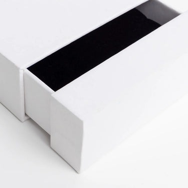 White rectangular jewelry box on a white background
